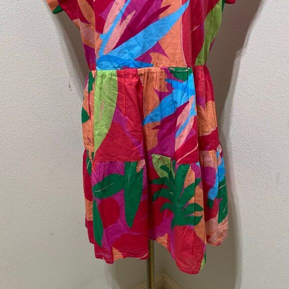Vineyard Vines La Palmeraie Tiered Cotton Mini Dress in Tropical Floral Size XS - Picture 3 of 8